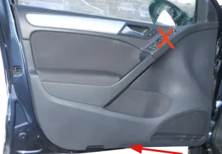 1x VW Golf 6 5K Türverkleidung Verkleidung Tür vorne links 4/5-Türer schwarz - Bild 1