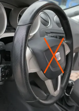 Seat Ibiza 6J Lenkrad 6J0419091M schwarz grau Nähte Leder Lederlenkrad - Bild 3