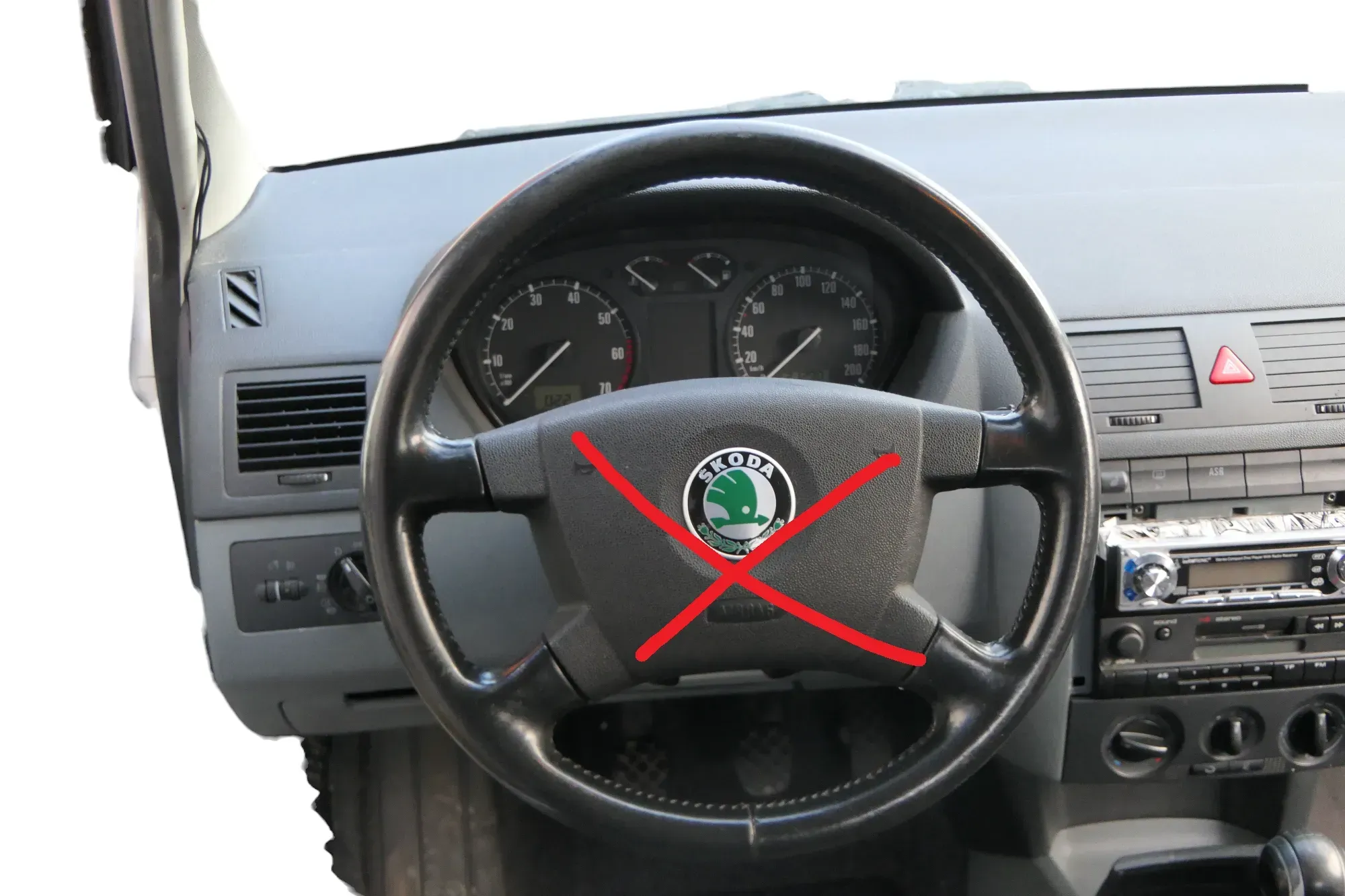 Fabia 6Y Lenkrad 4-Speichen 6Y0419091C E74 Leder Lederlenkrad -ohne Airbag - Bild 1