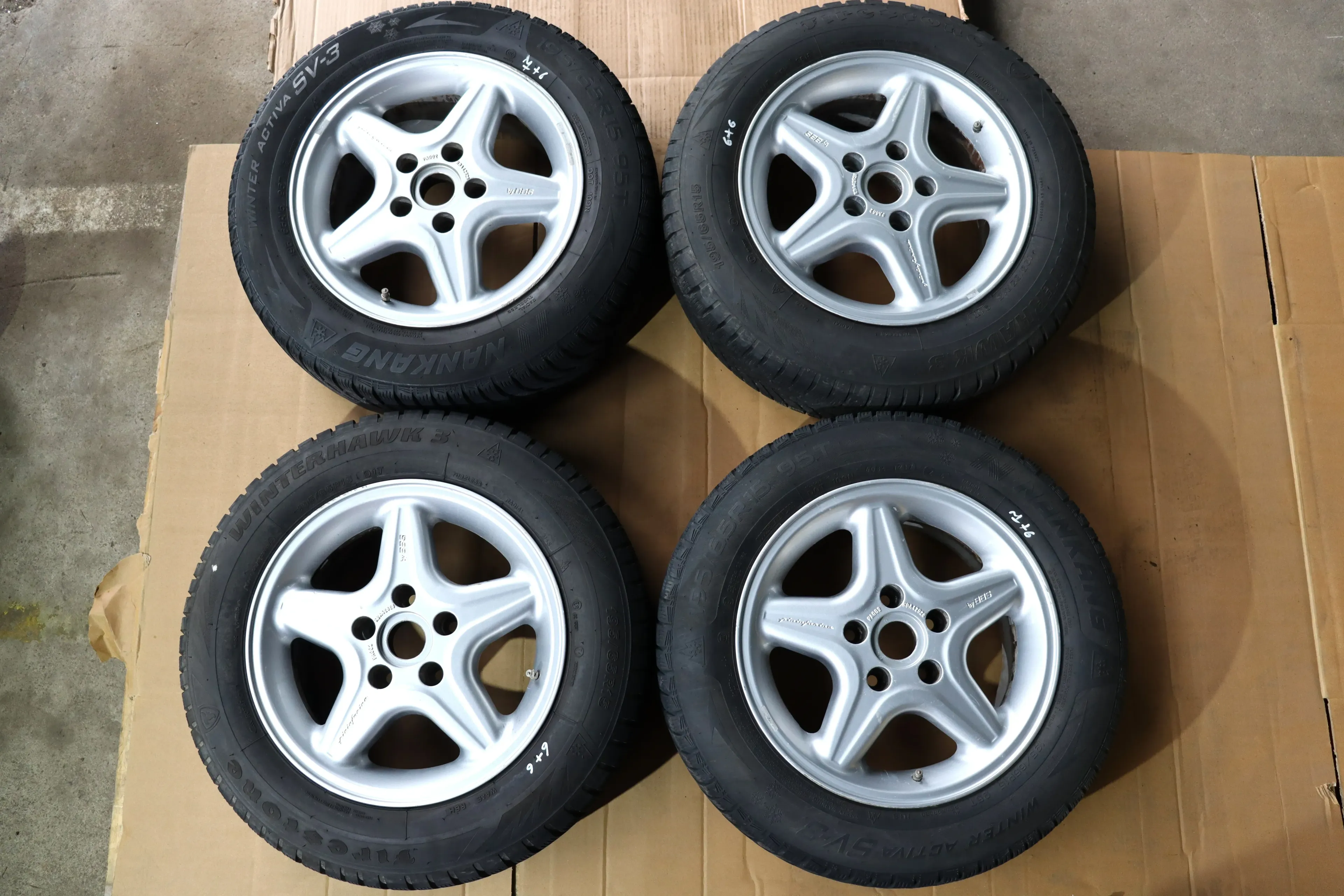 Audi A4 A6 Alufelgen 195/65 R15 Winterreifen Reifen pininfarina BBS 6-7mm - Bild 1