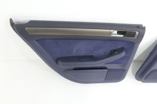 Audi A6 4B Türverkleidung Verkleidung Tür hinten links + rechts blau Velour - Bild 7