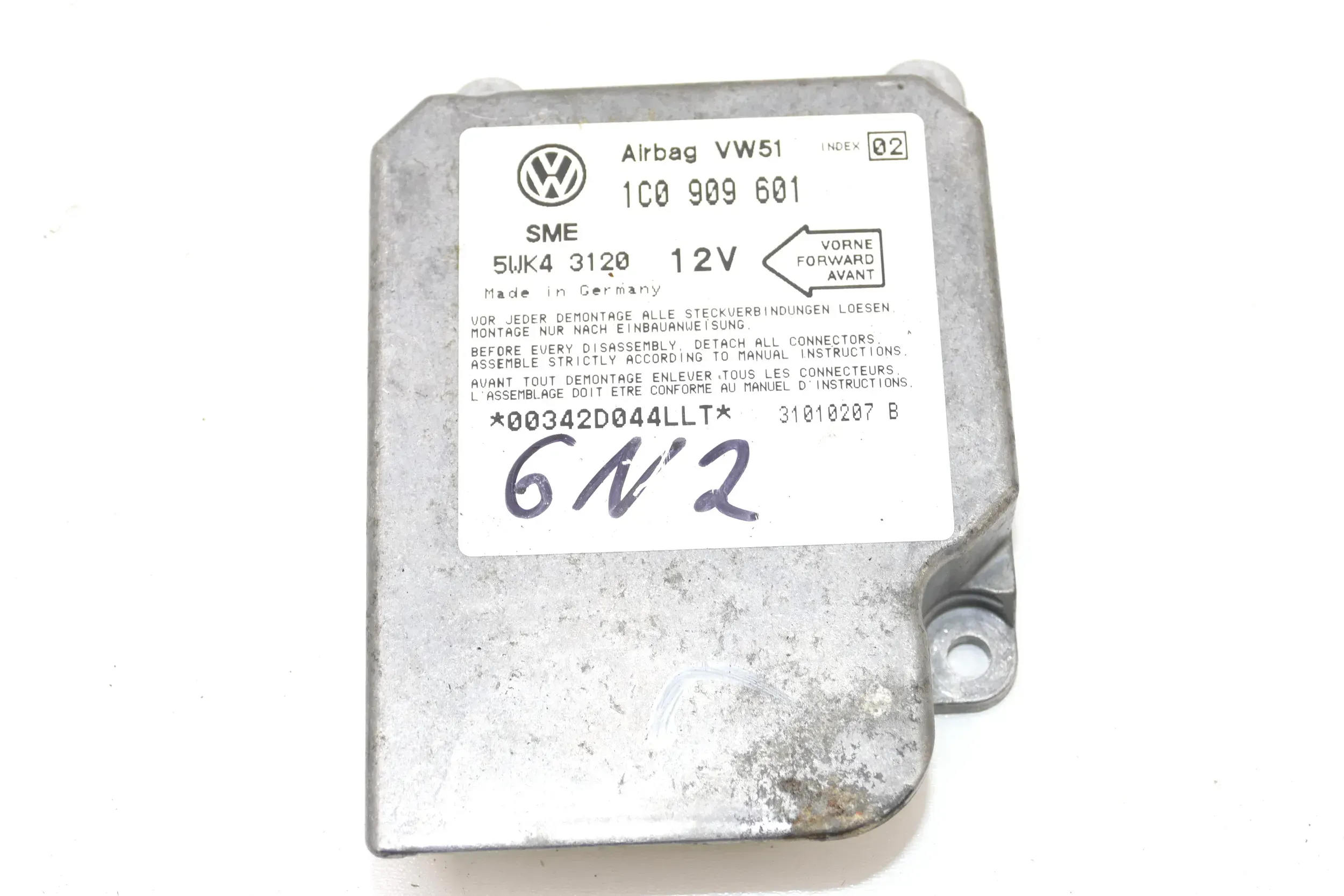 VW Golf 4 Bora T5 Steuergerät Airbag Airbagsteuergerät 1C0909601 Index 02 Lupo - Bild 1