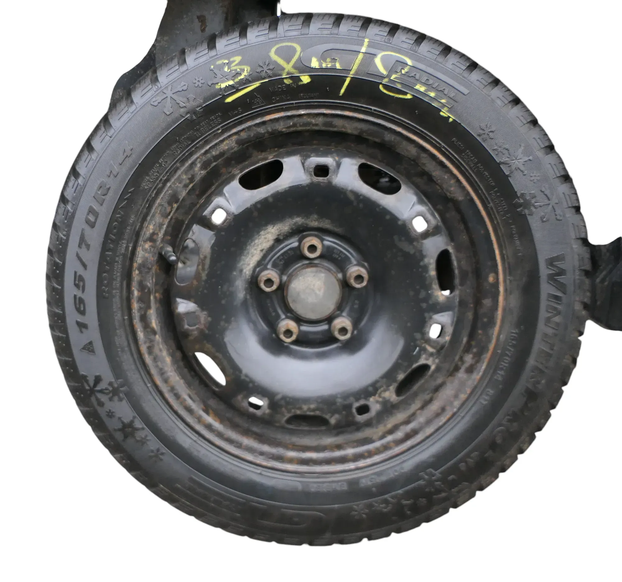 4x Skoda Fabia Felgen Reifen 165/70 R14 81T Winterreifen M&S 5jx14H2 ET35 6-8mm - Bild 1