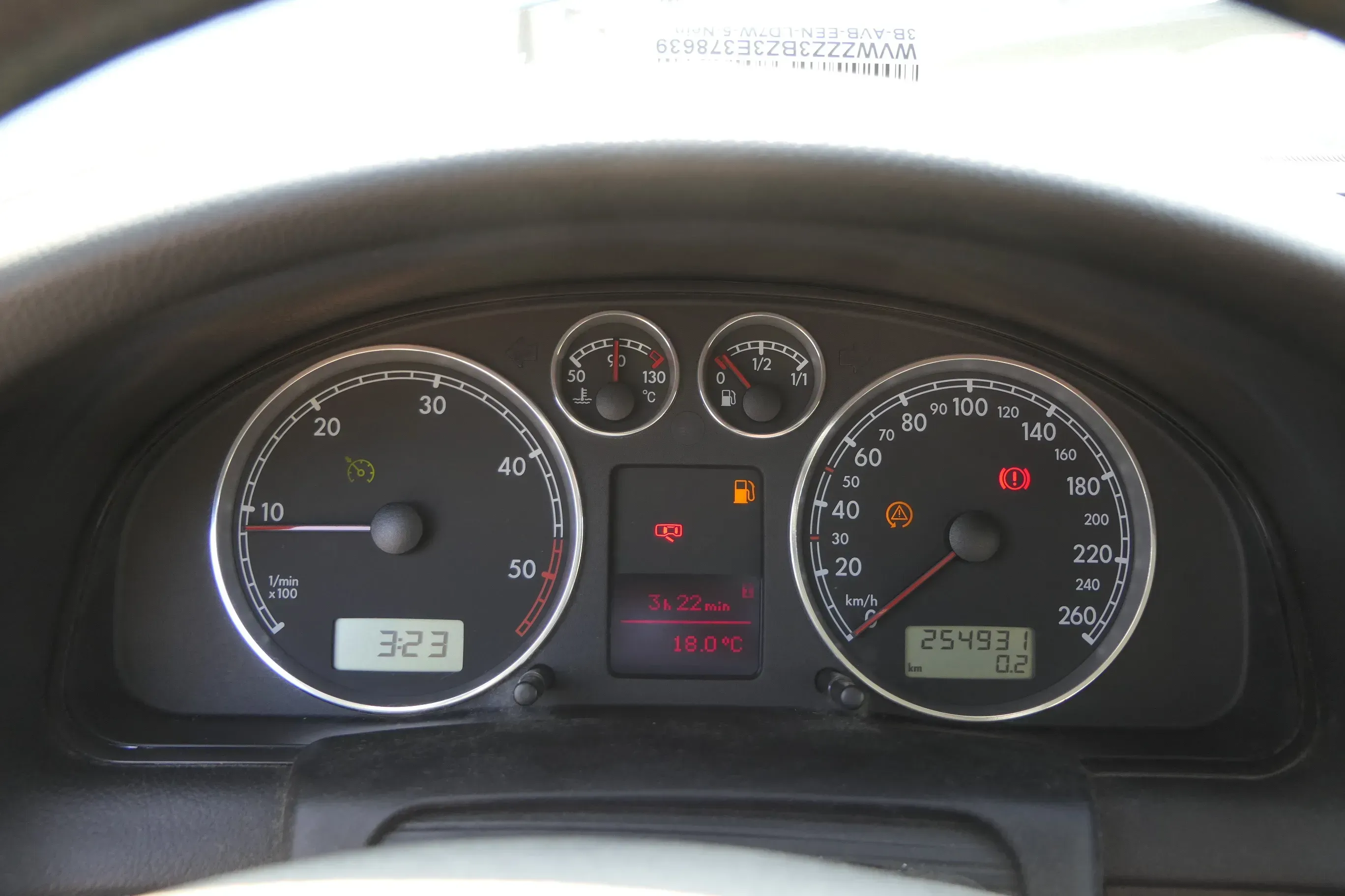 VW Passat 3BG Tacho Tachometer Kombiinstrument 254.000km 3B0920829A Diesel TDI - Bild 1