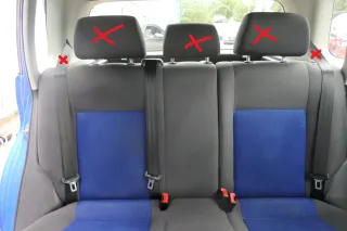 VW Polo 9N 9N3 Sitz Rückbank Sitzfläche Sitze 3 Punkt Gurt hinten blau OHNEKopf - Bild 1
