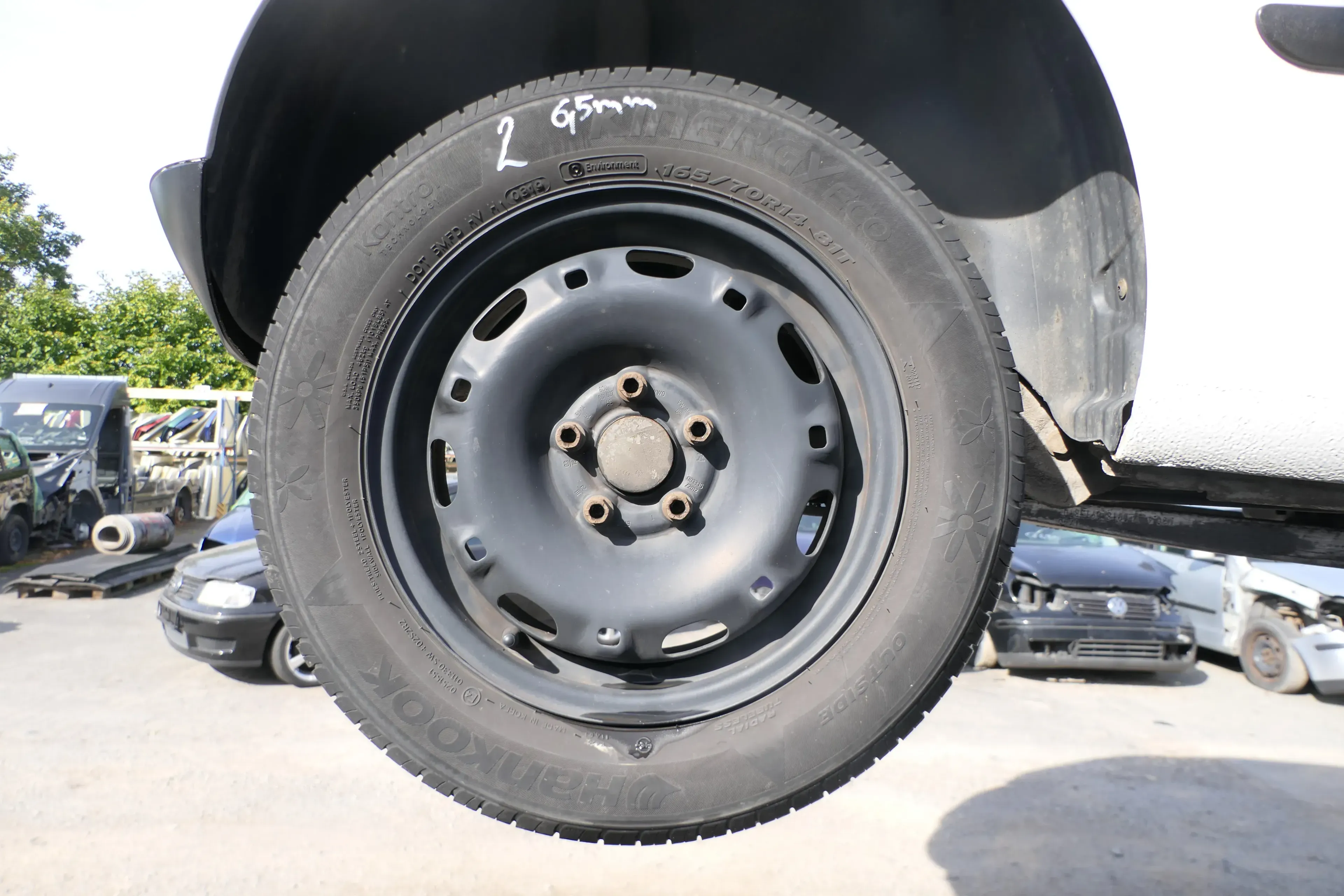 4x VW Polo 9N Felgen Reifen 165/70 R14 81T Sommerreifen 5jx14H2 ET35 ca. 5-6,5mm - Bild 1
