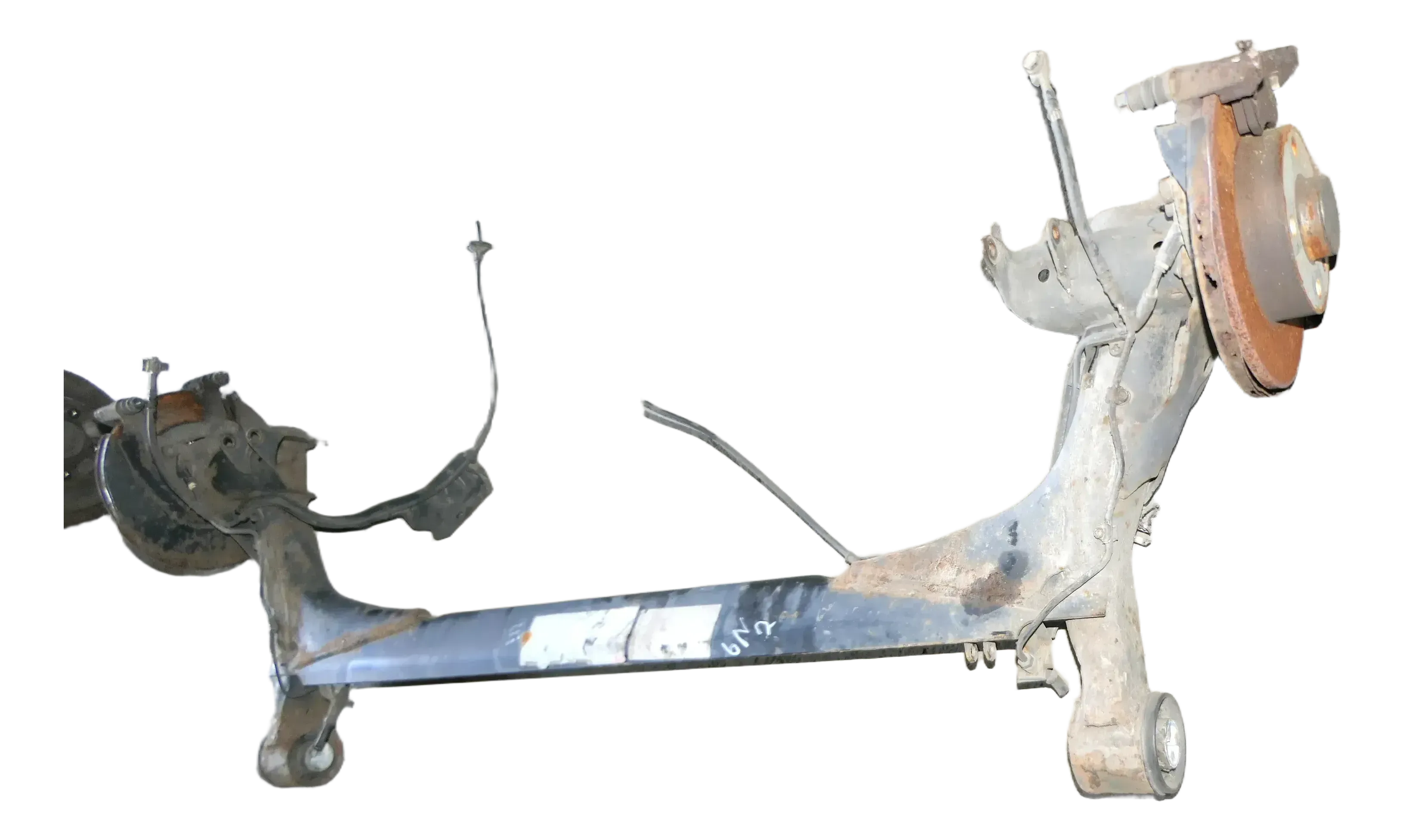 VW Polo 6N2 Achse hinten Hinterachse Achsträger mit ABS Scheibenbremse Scheibe - Bild 1