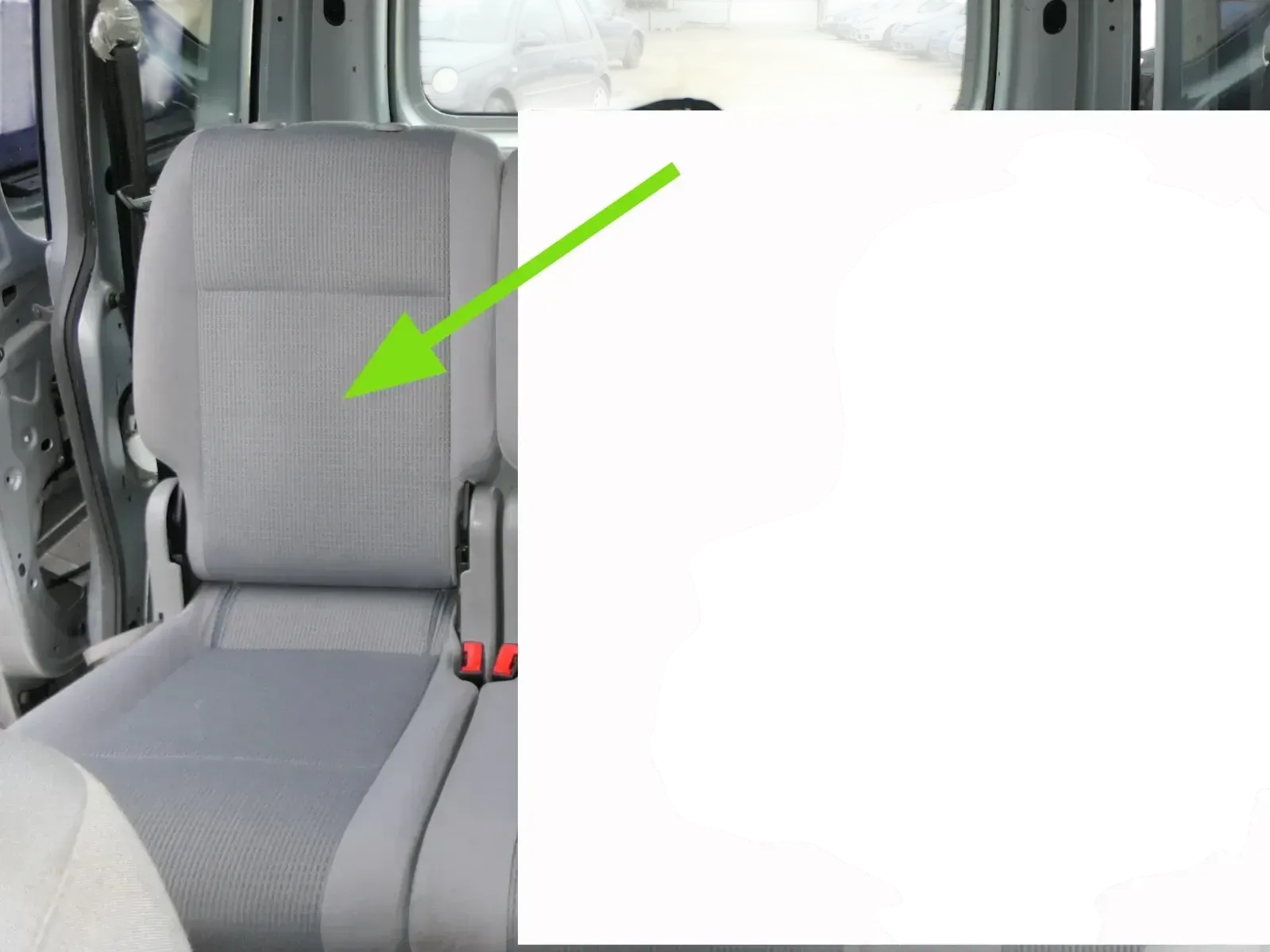 Caddy 3 2K Sitz Rücksitz hinten rechts 1.Sitzreihe grau (hinterm Beifahrersitz) - Bild 1