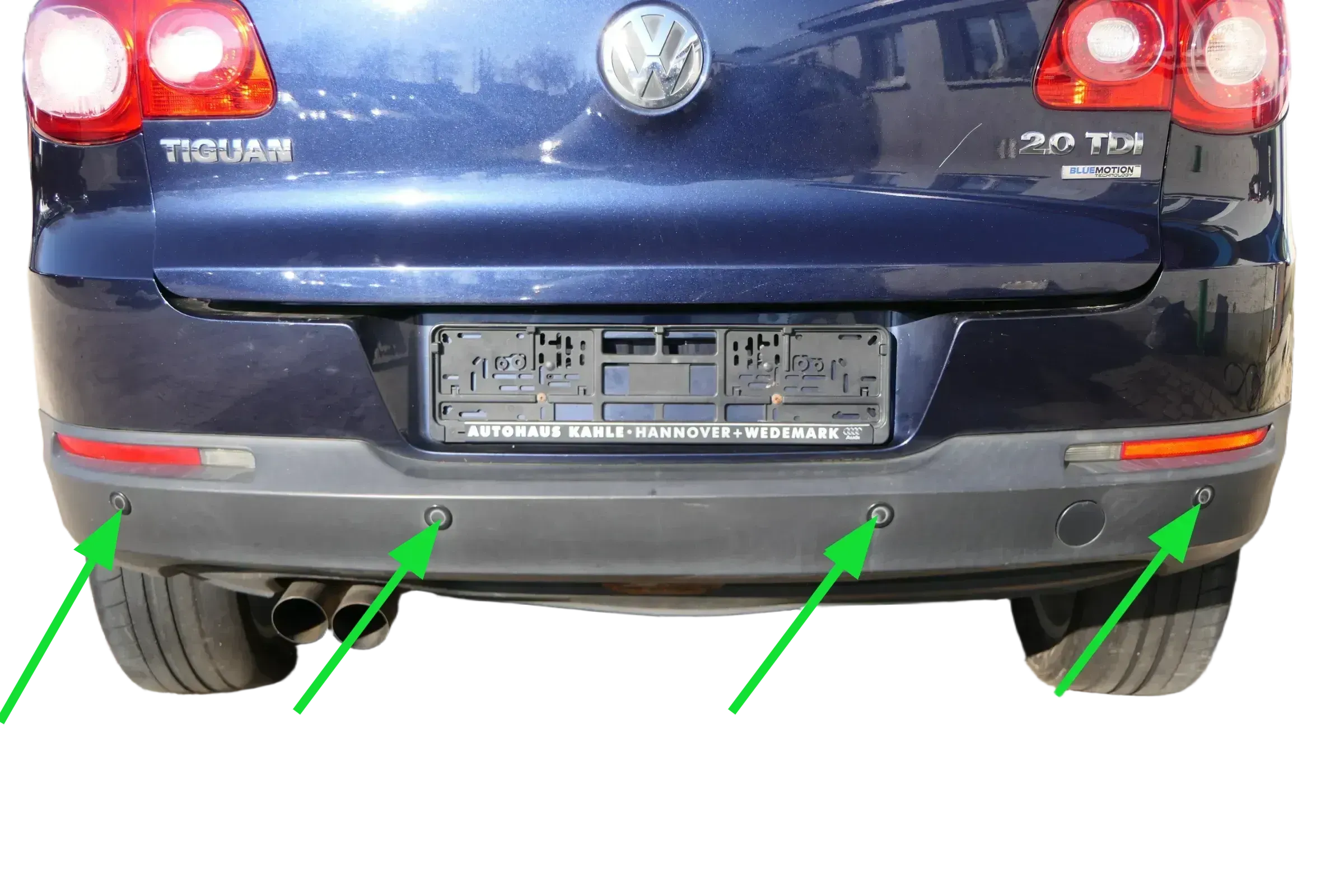 4x VW Tiguan Einparkhilfe PDC + Kabelbaum Parksensoren grau hinten - Bild 1