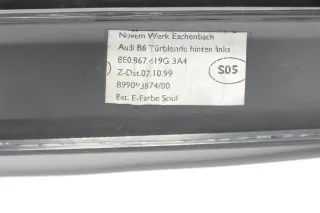 4x Audi A4 8E B6 Dekor Leisten Türverkleidung Verkleidung Tür vorne +hinten soul - Bild 3