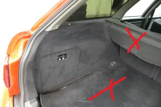 Audi 80 Abdeckung Verkleidung Kofferraum hinten links Seite 8A9863879B schwarz - Bild 1