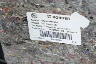 Passat 3C 3G B8 Türverkleidung Verkleidung Tür vorne rechts schwarz - Bild 10
