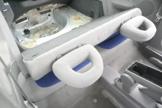 VW New Beetle 9C Sitz Sitze hinten Rückbank Rücksitzbank Lehne blau grau - Bild 2