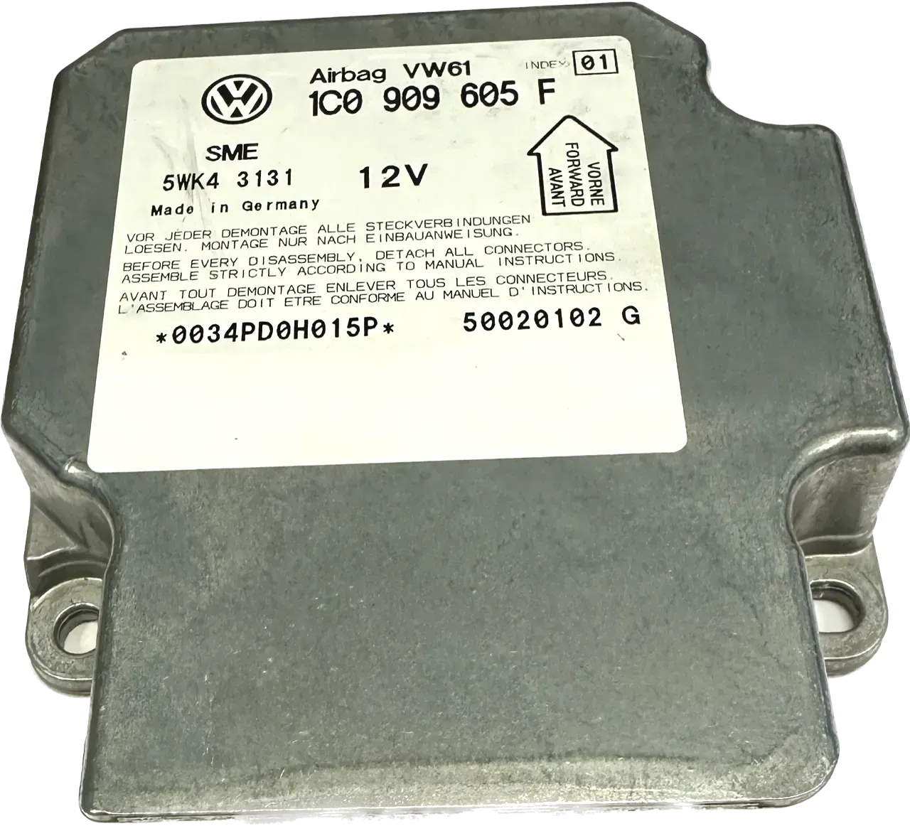 VW T5 Steuergerät Airbag Airbagsteuergerät 1C0909605F 01 013 Kopfairbag - Bild 1