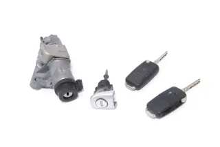 VW Polo 9N 9N3 Schloßsystem Türschloß 2x Funk Schlüssel Schloß + Zündschloß - Bild 1