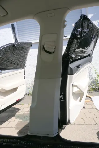2x Passat B8 3G B-Säulen Verkleidung rechts oben +unten Abdeckung weiß St.Tropez - Bild 1