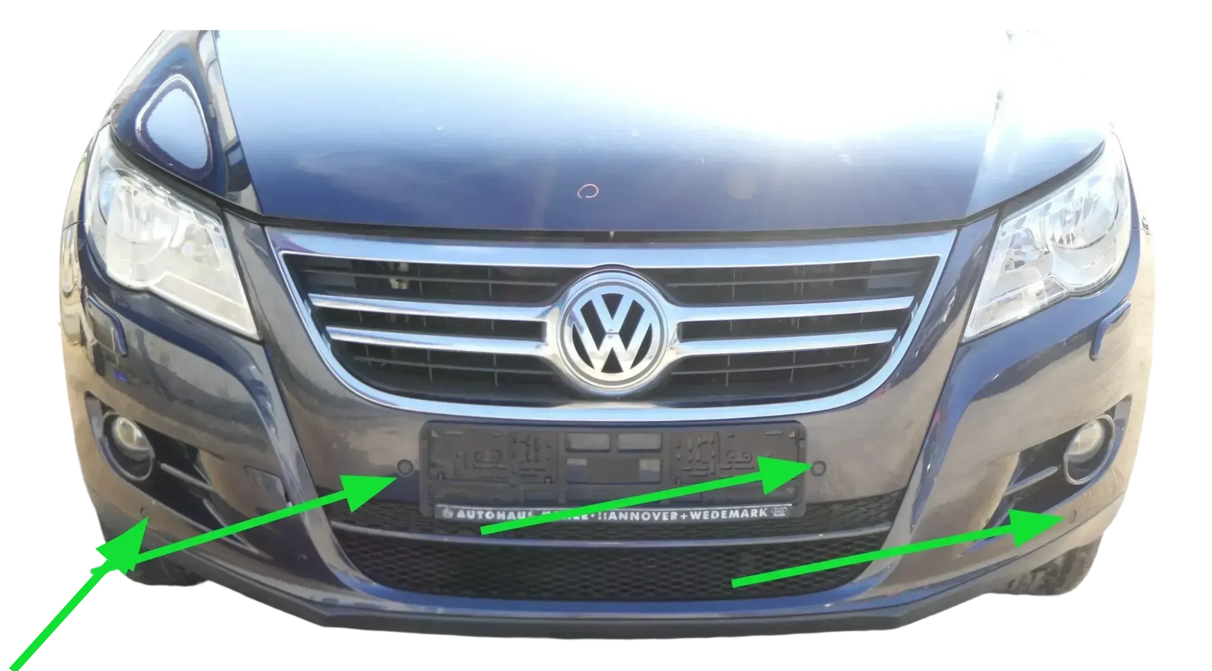 6x VW Tiguan Einparkhilfe PDC + Kabelbaum Parksensoren blau LH5X vorne - Bild 1