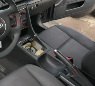 Audi A4 8E B6 B7 Mitteltunnel hinten Verkleidung um Handbremse Konsole schwarz K - Bild 6